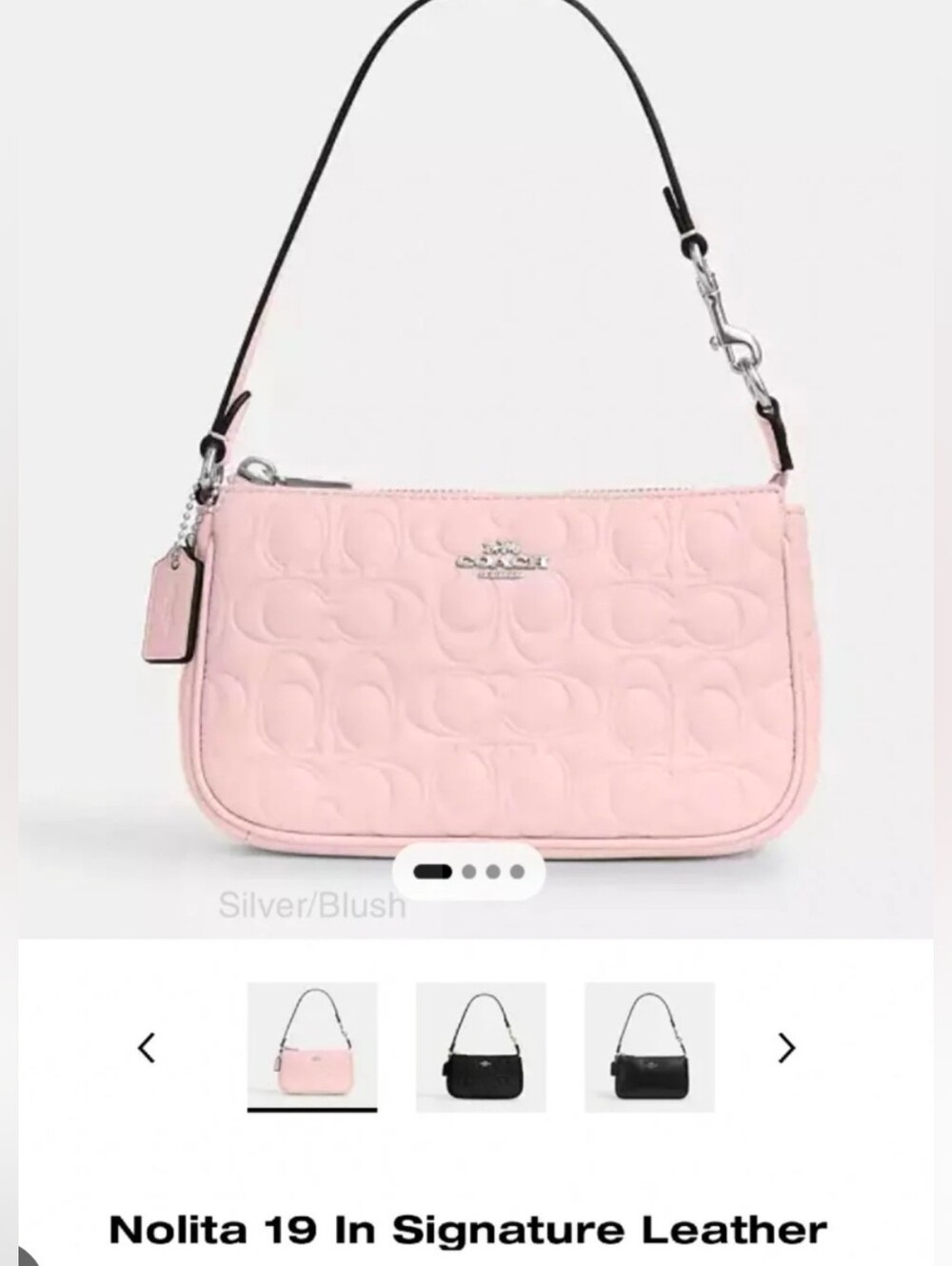 Coach Nolita 19 Signature Leather Shoulder Bag - Silver/Blush
